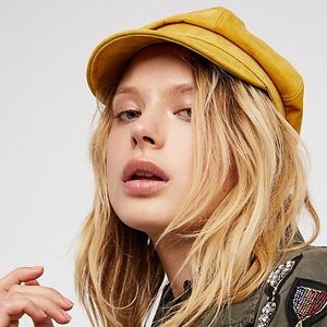 Free People Leather Baker Boy Hat